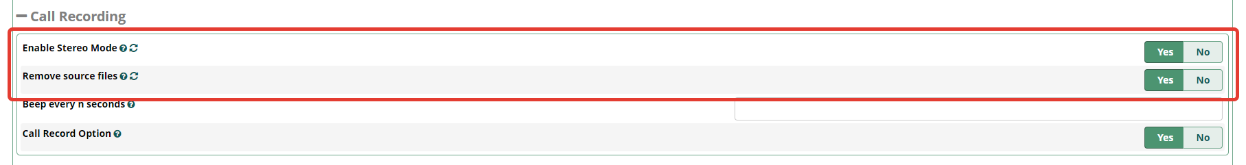 Изменённая страница Advanced Settings 